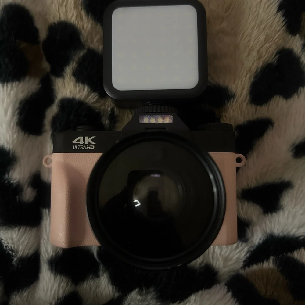 4K Ultra HD Pink Digital Camera with LED Light
